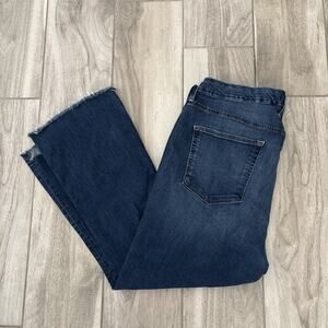 Good American Jeans Women Sz 20 Blue Denim Good Legs Bootcut Frayed Hem 27” In